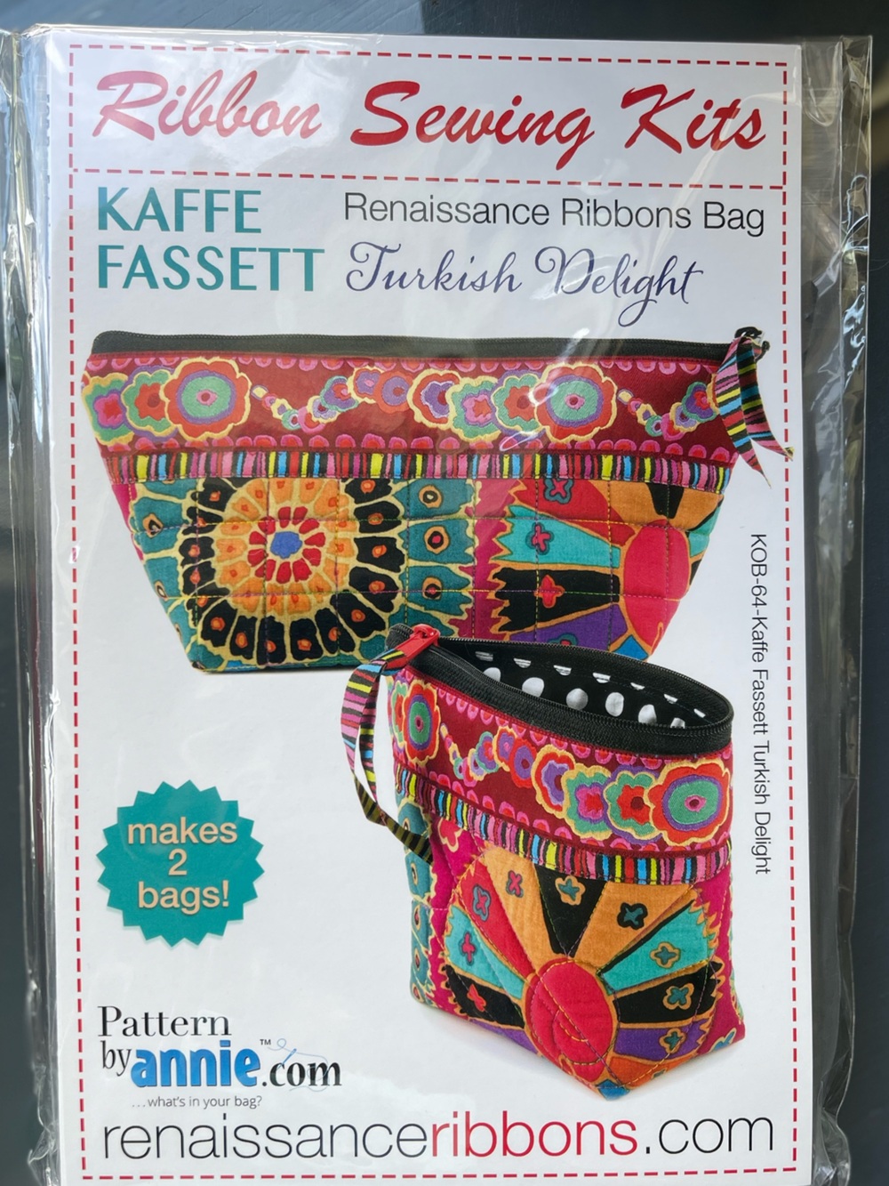 Renaissance Ribbons Bag from the Kaffe Fassett Collective complete kit